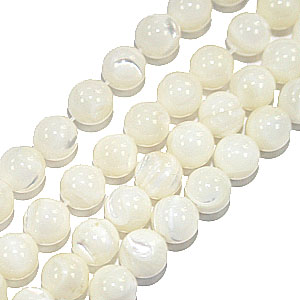Бусины перламутр (mother of perl) шарики нить 38 см белые - 