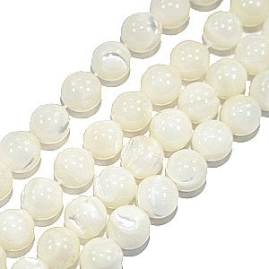 Бусины перламутр (mother of perl) шарики нить 38 см белые - all4crafts.ru