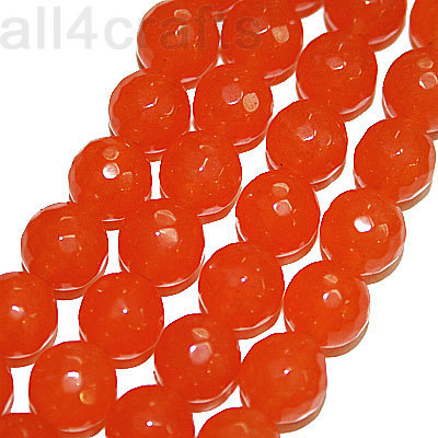 Бусины тонированный малайский нефрит шарики с огранкой цвет оранжевый - 