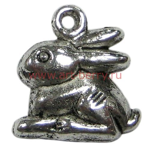 Подвеска 1ст, кролик, 14х13мм, античное серебро, 1шт - art-berry.ru