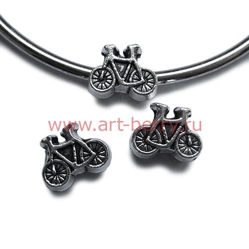 Бусина-спейсер pandora, велосипед 14х11мм, античное серебро, 1шт - art-berry.ru