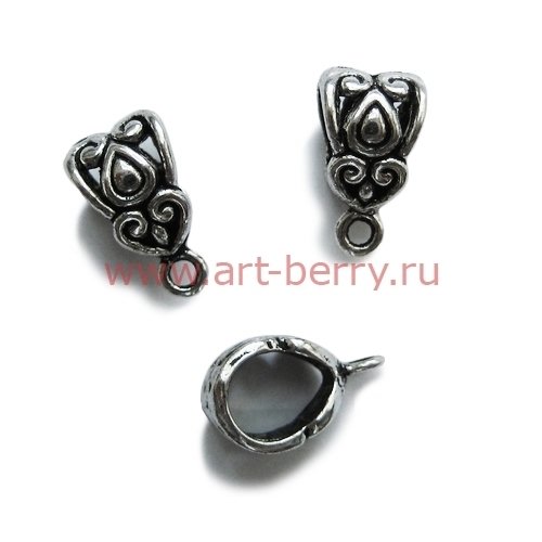 Бейл "сердечки", 14х8мм, античное серебро, 1шт - art-berry.ru