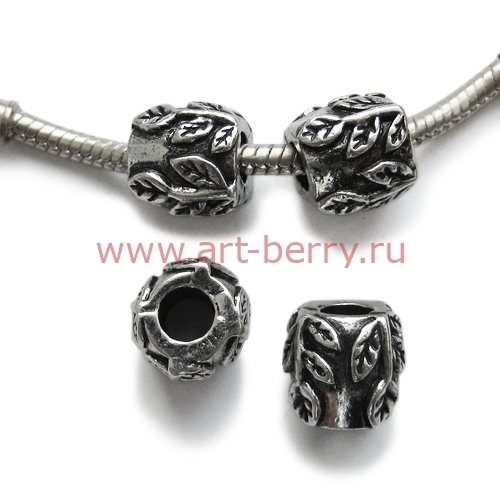 Бусина-спейсер pandora, веточка 11х10мм, античное серебро, 1шт - art-berry.ru