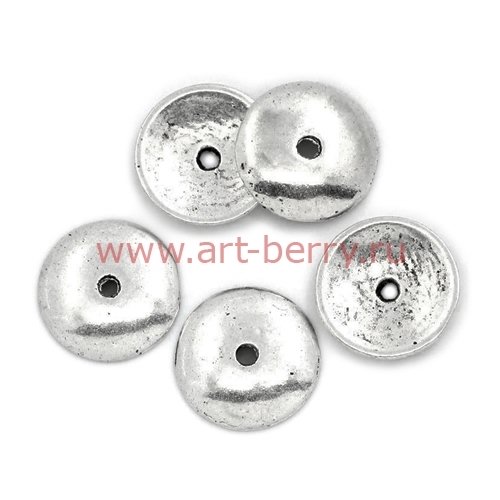 Шапочка для бусин круглая гладкая d9,5мм, античное серебро, 10шт - art-berry.ru