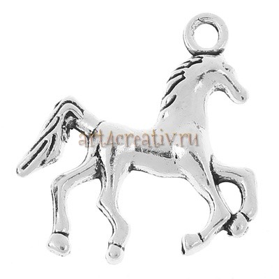 Подвеска Лошадь античное серебро 22 мм х 22 мм - art4creativ.ru