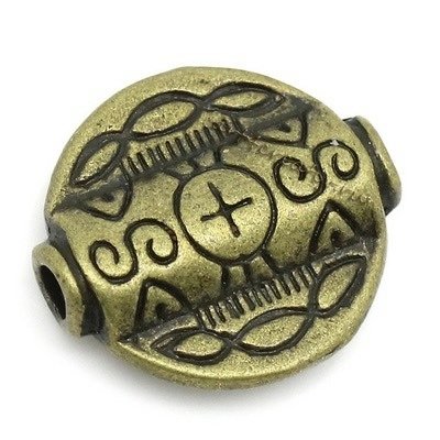 Бусина металлическая круглая плоская античная бронза 18X16 мм - art4creativ.ru
