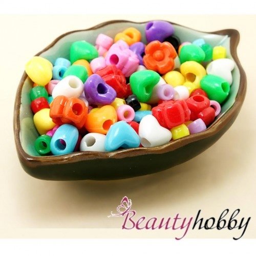 МИКС 500 шт. Бусины пластиковые для браслетов из резинок RAINBOW LOOM. - beautyhobby.ru