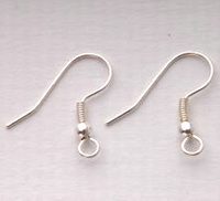 Крючки для серёг с пружинкой и шариком, 20 мм, под серебро - biser.ru