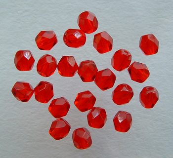 Бусины чешские стеклянные гранёные красные прозрачные 90080 6мм - biser.ru