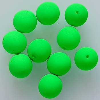 Бусины чешские стеклянные круглые неоновые зелёные непрозрачные матовые 10мм - biser.ru