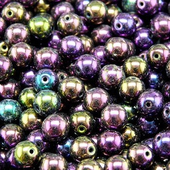 Бусины чешские стеклянные круглые пурпурный ирис непрозрачные 21495 6мм - biser.ru