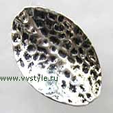 Бусина "Листик изогнутый" металлическая серебро 28х18мм, 1шт. - vvstyle.ru