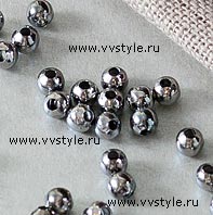 Бусина "Шарик" металлическая гладкая черный никель 4мм, 1шт - vvstyle.ru