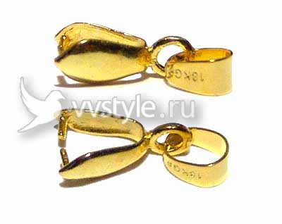 Держатель кулона (Бейл) с петлей и кольцом золото 15 мм., 1 шт. - vvstyle.ru