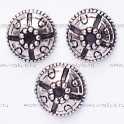 Концевик для бус или шапочка для бусин №17 цвета серебра античного - vvstyle.ru