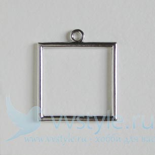 Рамка каркас для Подвески квадрат, цвета серебра, 30х30мм, 1шт. - vvstyle.ru