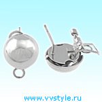 Клипсы-гвоздики (пуссеты) Бризоли полусфера, родированные 1 пара - vvstyle.ru