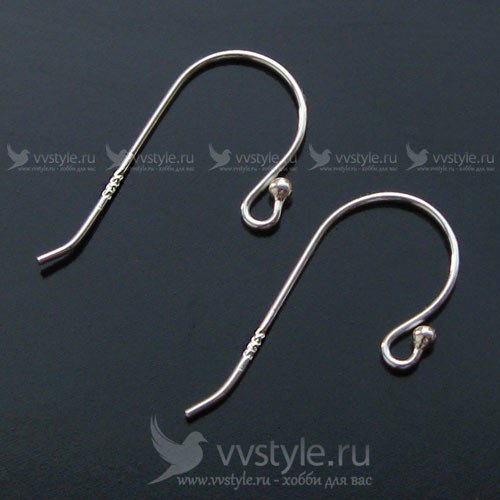 Швензы (крючки для серег) с петелькой и капелькой серебро 925, 1шт - vvstyle.ru