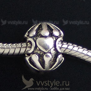 Бусина Pandora Сердце №17, цвета серебра античного 1шт. - vvstyle.ru