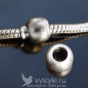 Бусина Pandora с резьбой №27, цвета античного серебра 1шт. - vvstyle.ru